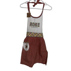 NWT Kay Dee Designs Hostess Apron 20”x30.5” Home Sweet Home Red Embroidered
